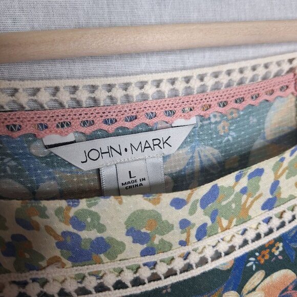 💙 John Marks Oversized Soft Patchwork Print Flowy Top Size L/XL Boho Cottage Co - Picture 4 of 8